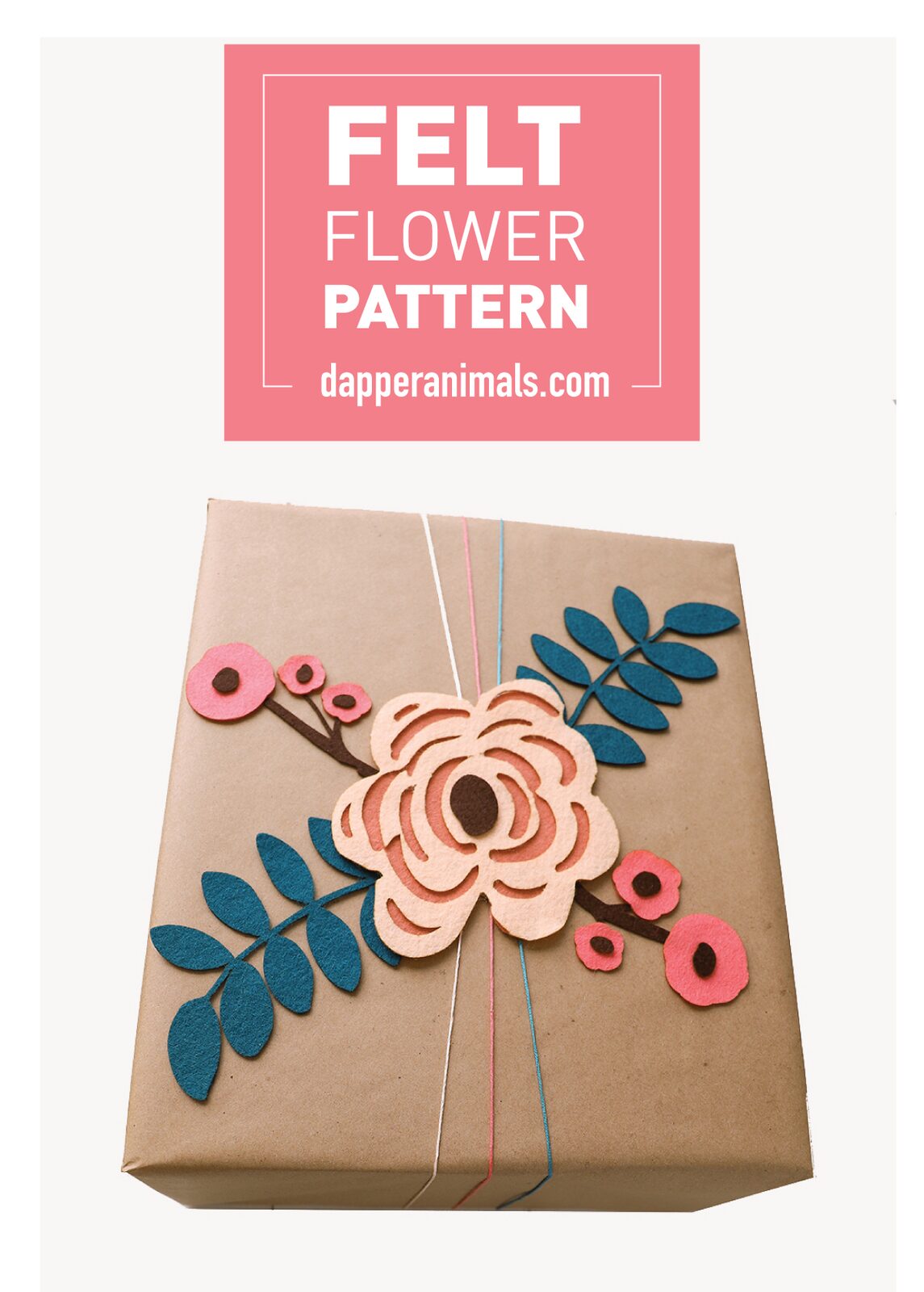 Felt Flower Pattern to add detail to gift wrap tutorial