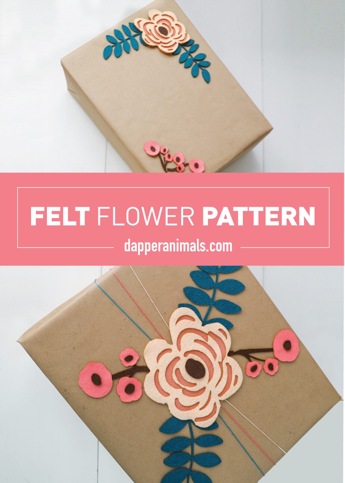 Felt Flower Pattern to add detail to gift wrap tutorial