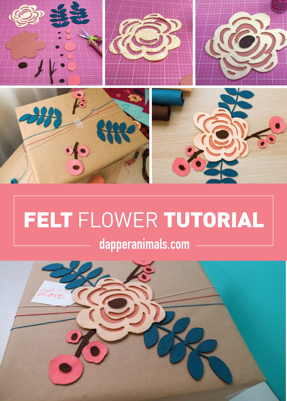 Felt Flower Pattern to add detail to gift wrap tutorial