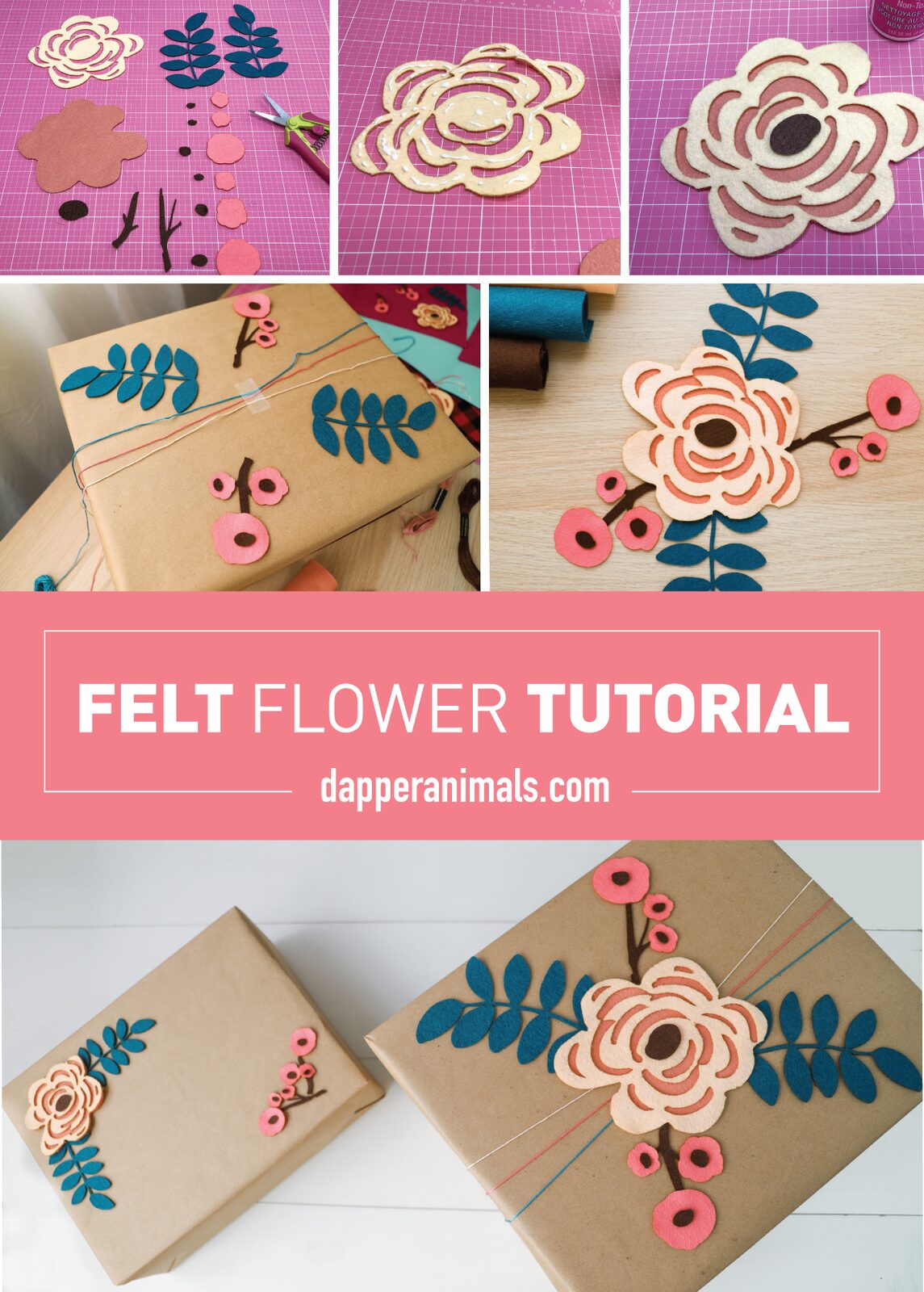 Felt Flower Pattern to add detail to gift wrap tutorial