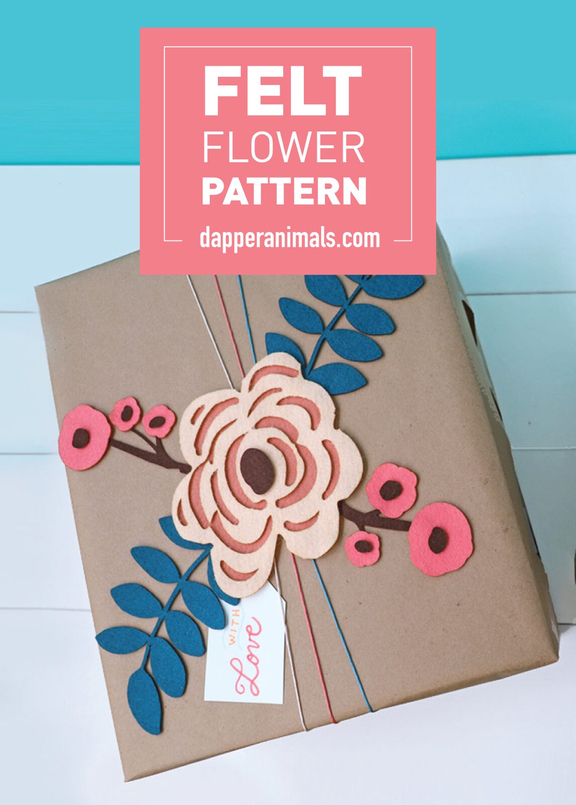 Felt Flower Pattern to add detail to gift wrap tutorial